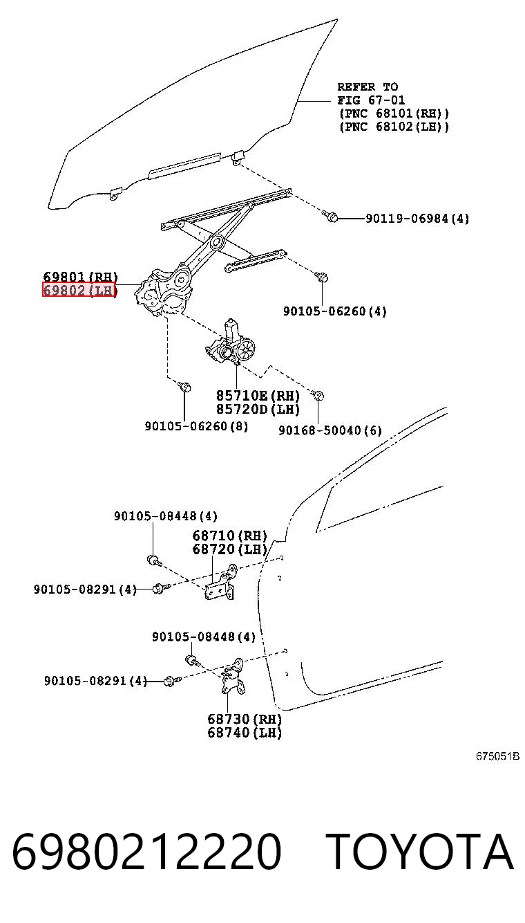 Mecanismo de acionamento de vidro da porta dianteira esquerda para Toyota Corolla  E15