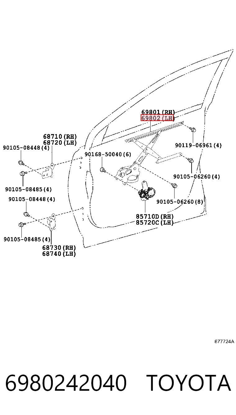  Mecanismo de acionamento de vidro da porta dianteira esquerda Toyota RAV4 IV SUV (A4) (2012 - 2019) IV