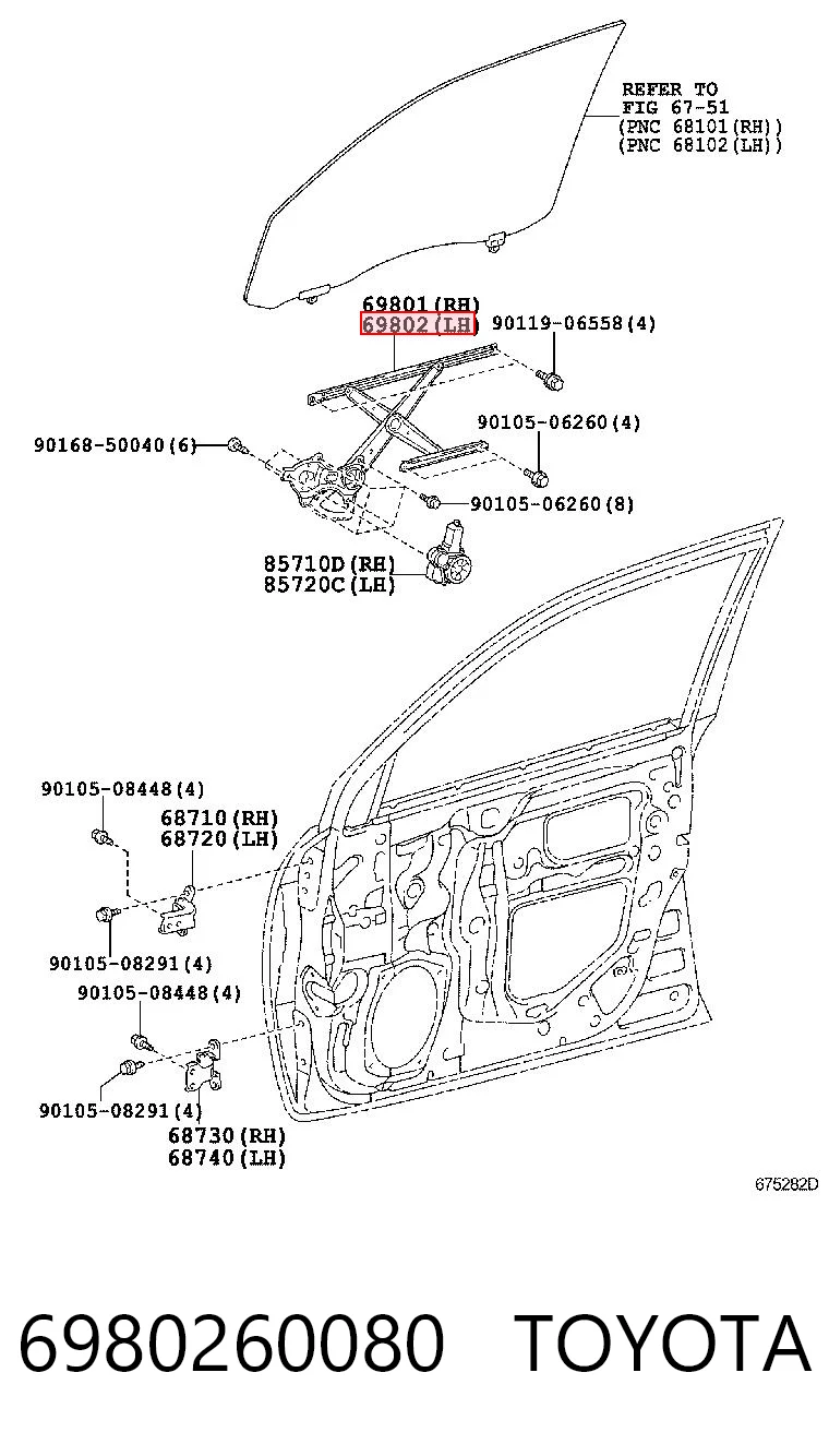 Mecanismo de acionamento de vidro da porta dianteira esquerda para Toyota Land Cruiser  J200