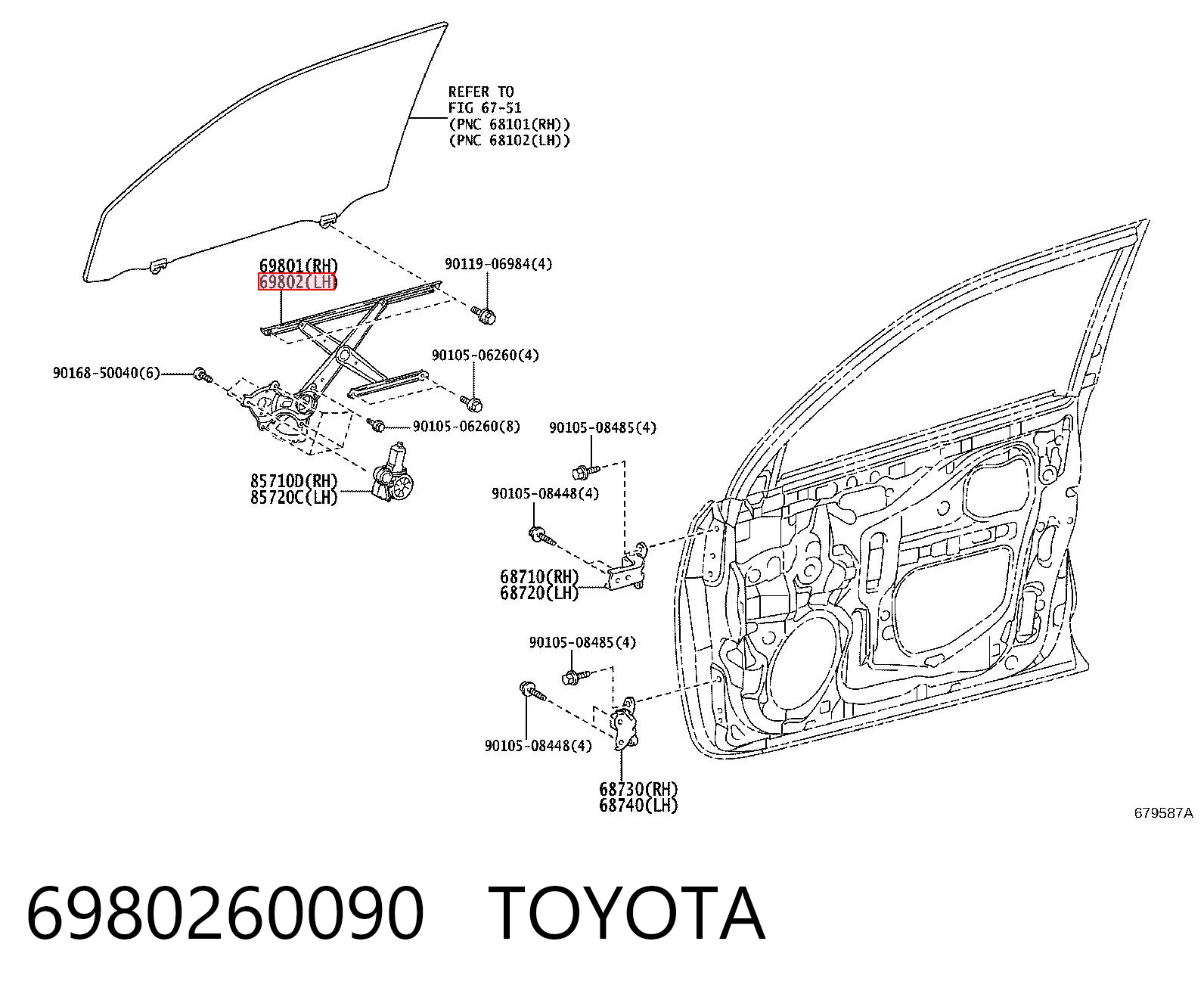 Mecanismo de acionamento de vidro da porta dianteira esquerda para Toyota Land Cruiser PRADO J150
