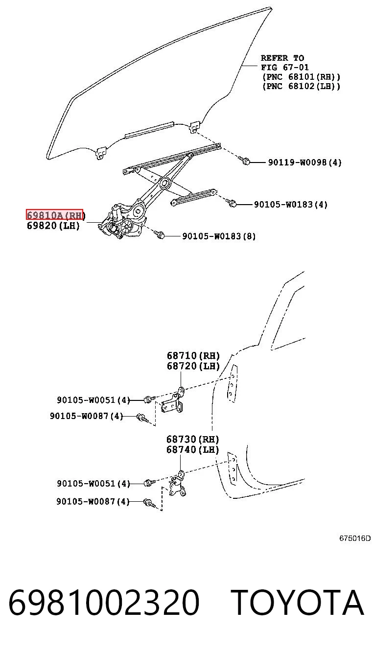 Mecanismo de acionamento de vidro da porta dianteira direita para Toyota Auris UKP E15