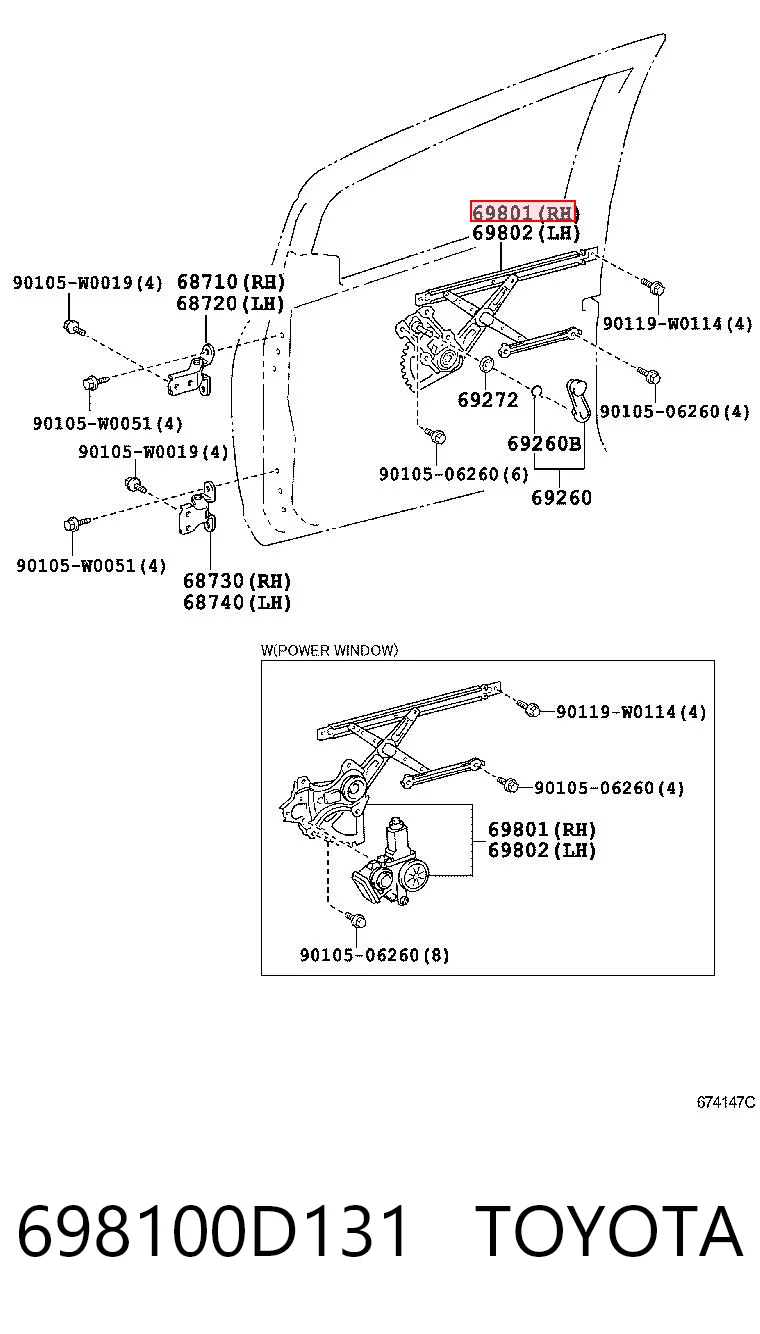  Mecanismo de acionamento de vidro da porta dianteira direita Toyota Yaris hatchback (SP90) (2005 - 2011) 
