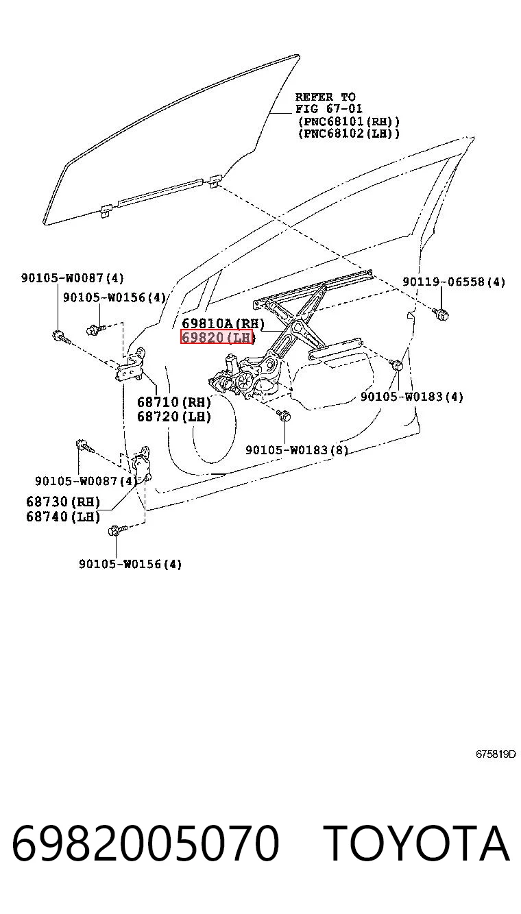 Mecanismo de acionamento de vidro da porta dianteira esquerda Toyota Avensis III T27