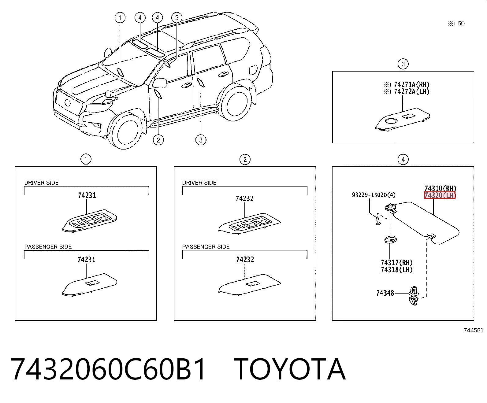 Pala contra o sol Toyota Land Cruiser  J150 ao melhor preço