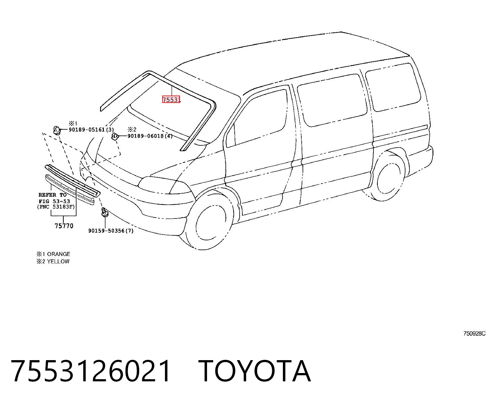 Moldura de pára-brisas para Toyota Hiace IV H1, H2