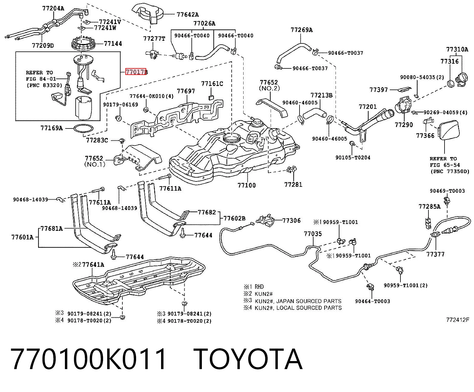 Sensor do nível de combustível no tanque para Toyota Hilux  KUN25
