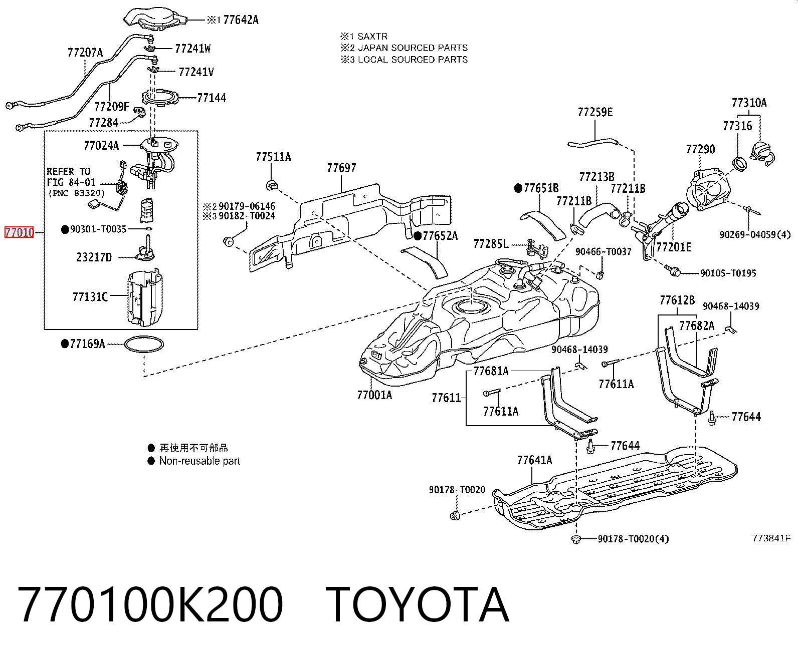 770100K200 Toyota Módulo de bomba de combustível com sensor do nível de combustível