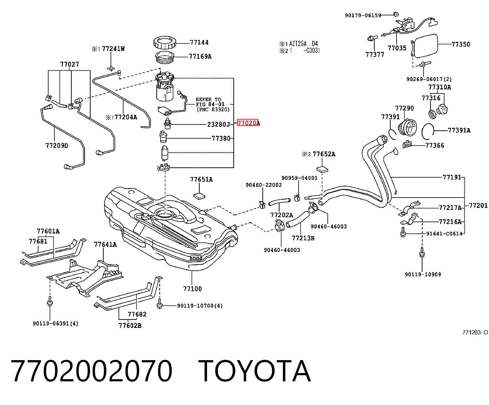 7702002070 Toyota Módulo de bomba de combustível com sensor do nível de combustível