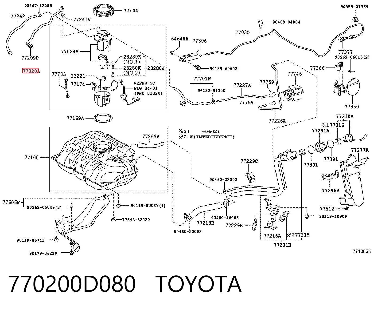 Módulo de bomba de combustível com sensor do nível de combustível Toyota Yaris  SP90