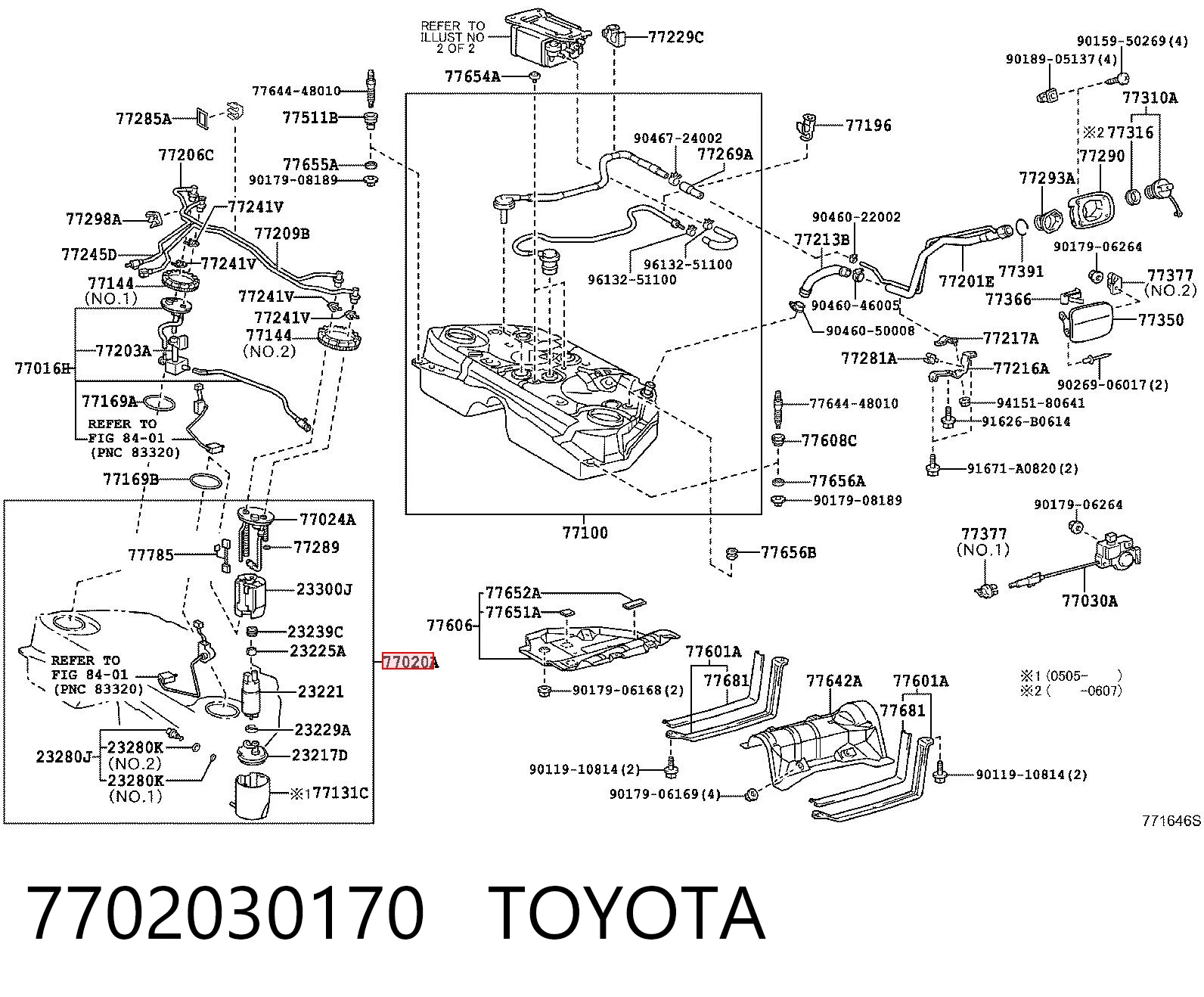 7702030170 Toyota Módulo de bomba de combustível com sensor do nível de combustível