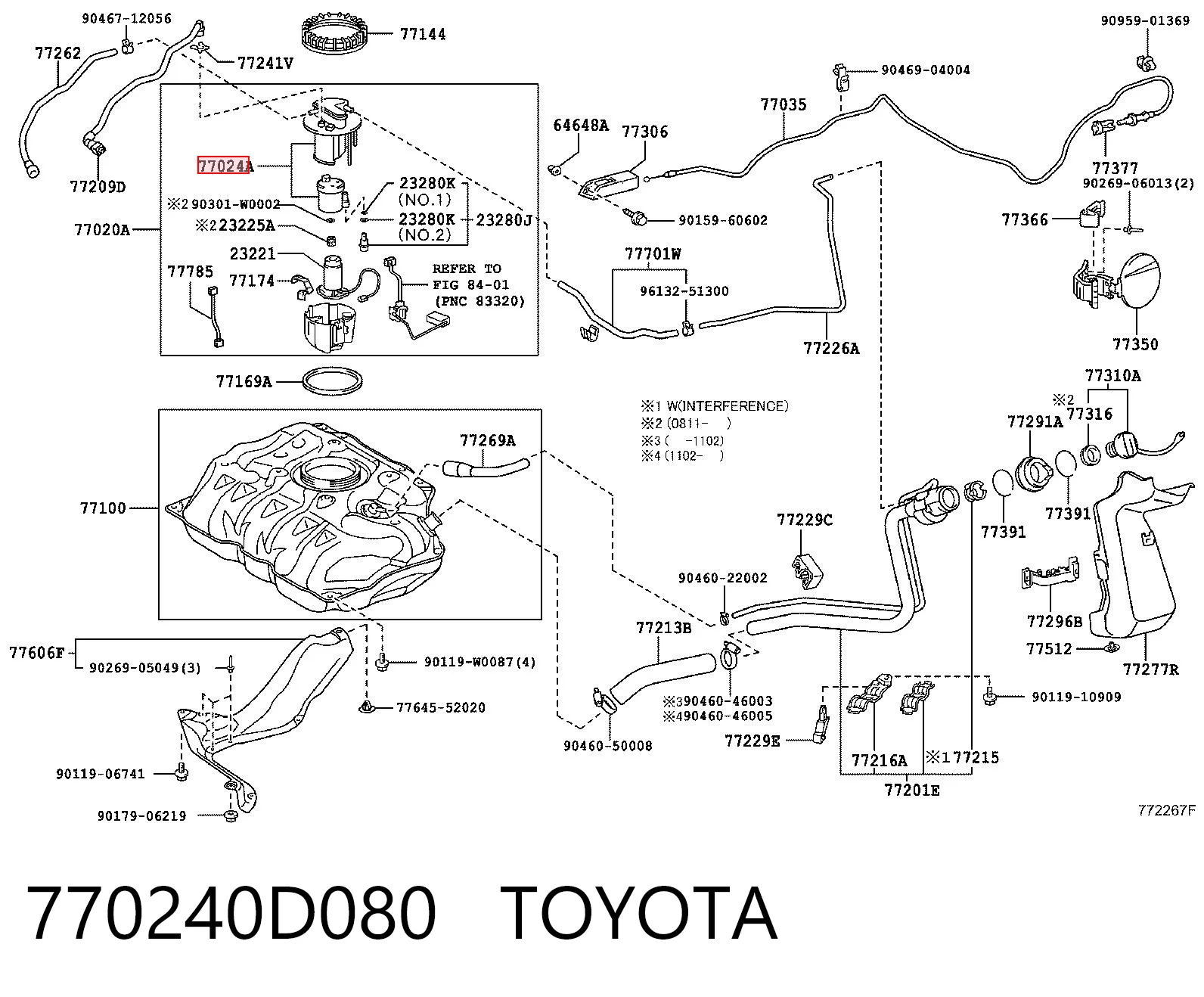 770240D080 Toyota Filtro de combustível