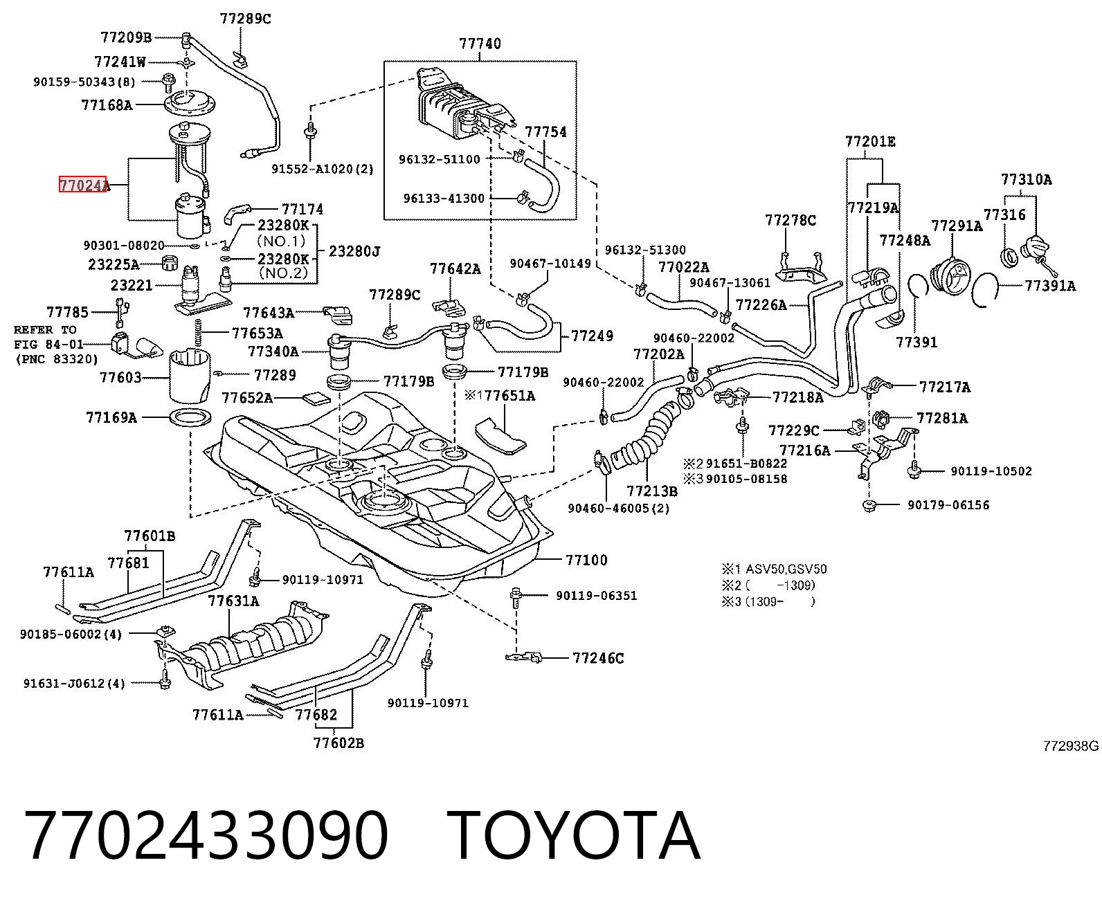 7702433090 Toyota Filtro de combustível