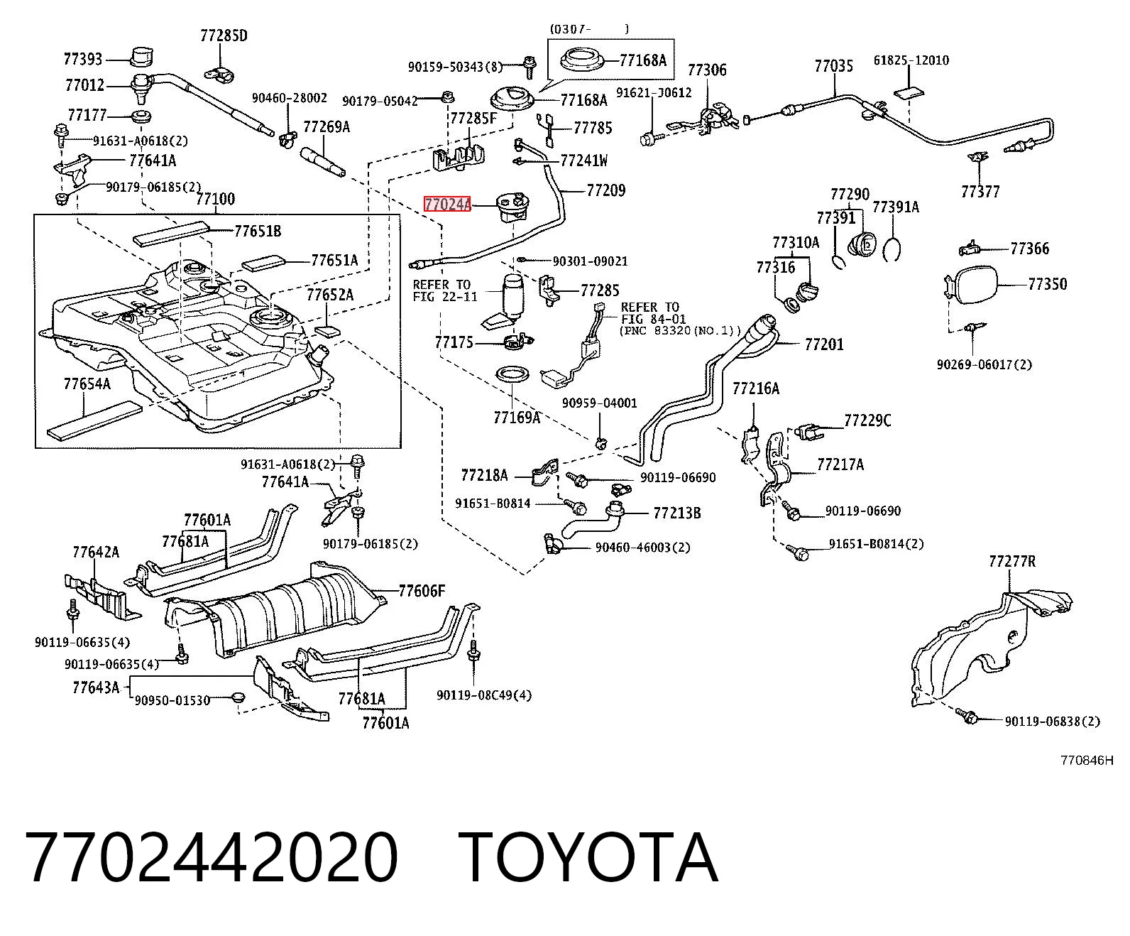 7702442020 Toyota Filtro de combustível