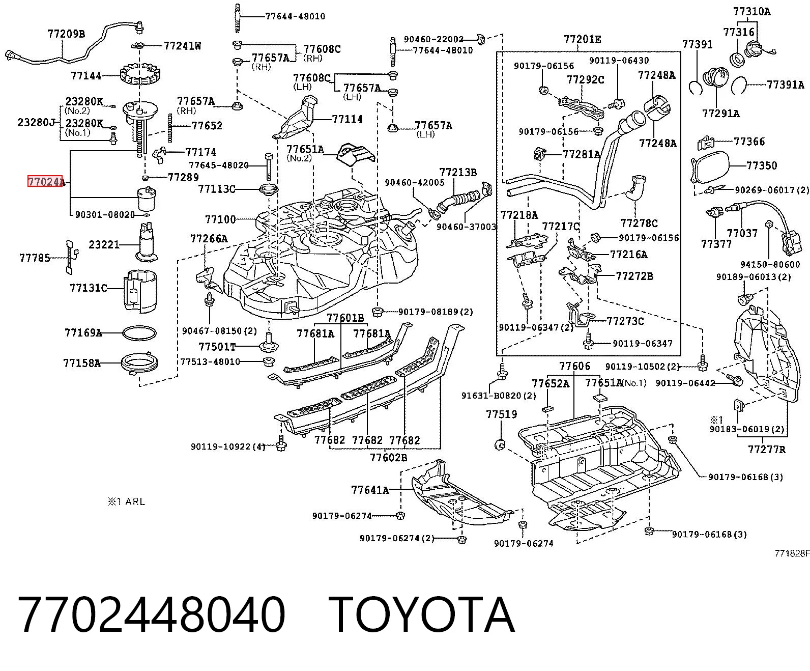 7702448040 Toyota Filtro de combustível