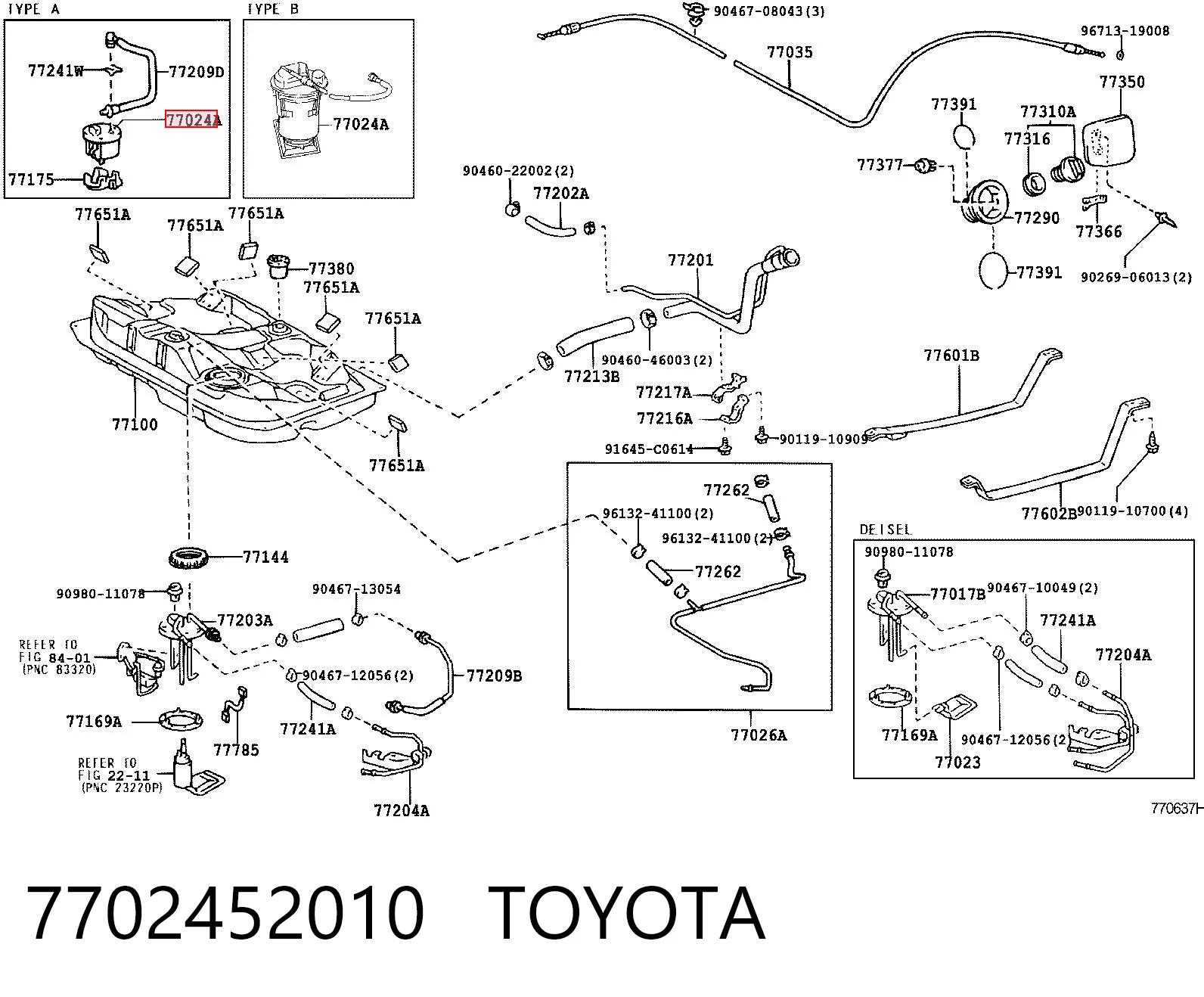 Bomba de combustível elétrica submersível Toyota Corolla  E11 ao melhor preço