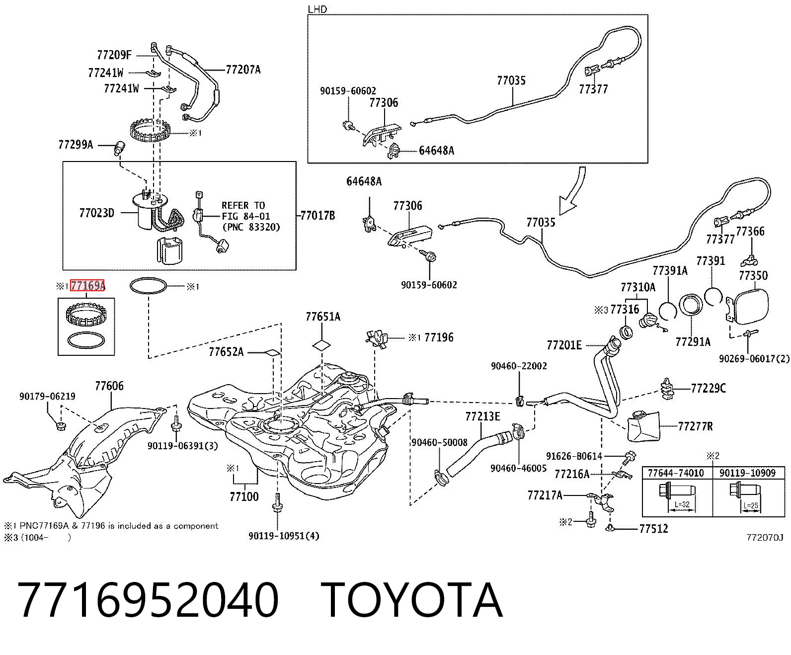 7716952040 Toyota Tampa da bomba de combustível