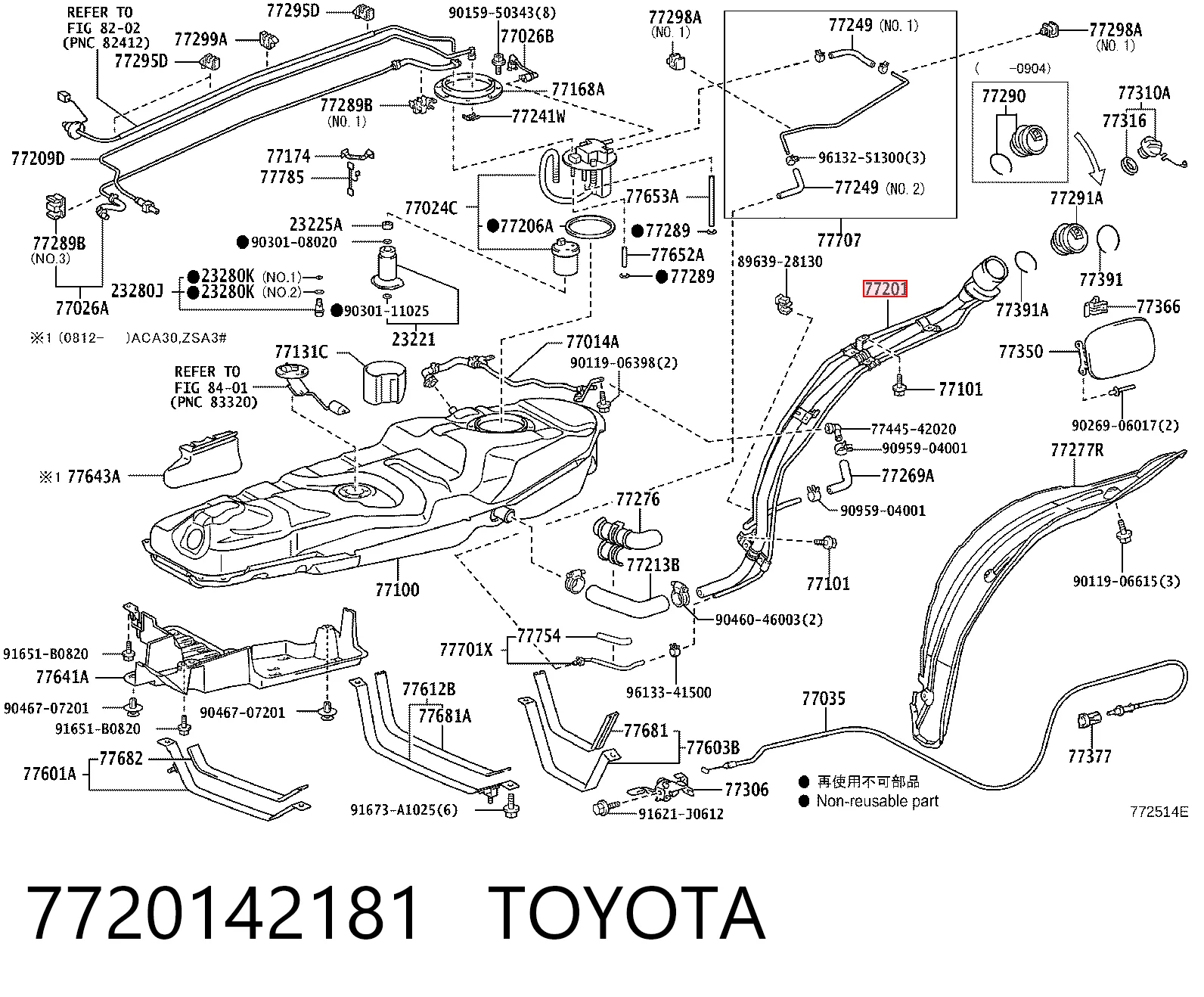 7720142181 Toyota Gargalo de enchimento do tanque de combustível