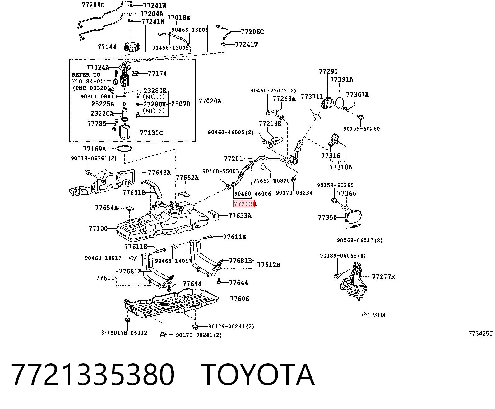 7721335380 Toyota Inserto inferior flexível do gargalo de enchimento de combustível