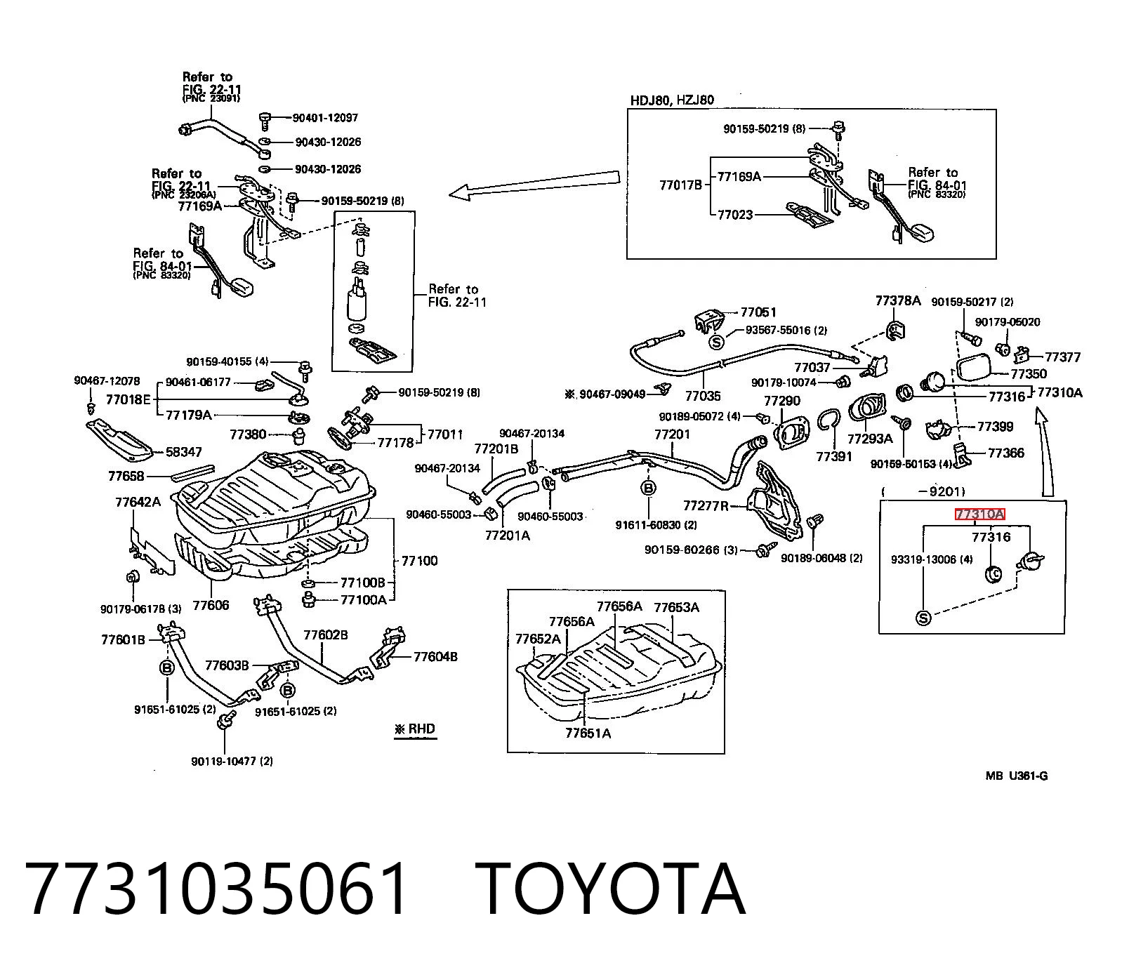 7731035061 Toyota Tampa (tampão) do tanque de combustível