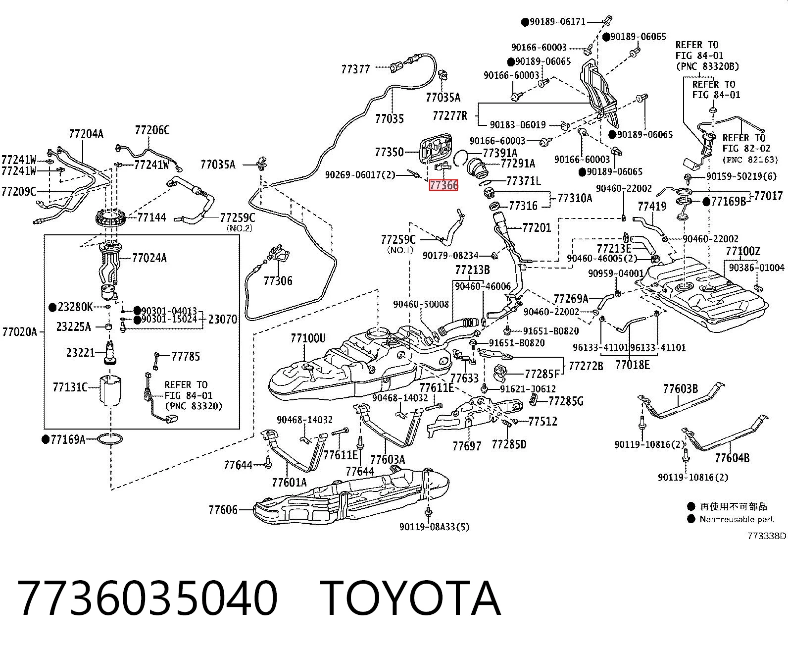 7736035040 Toyota Mola do alcapão do tanque de combustível