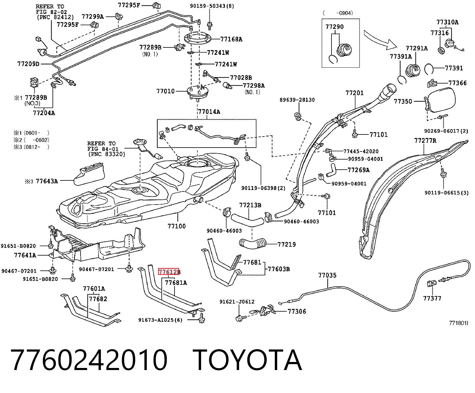 7760242010 Toyota Consola de tanque de combustível