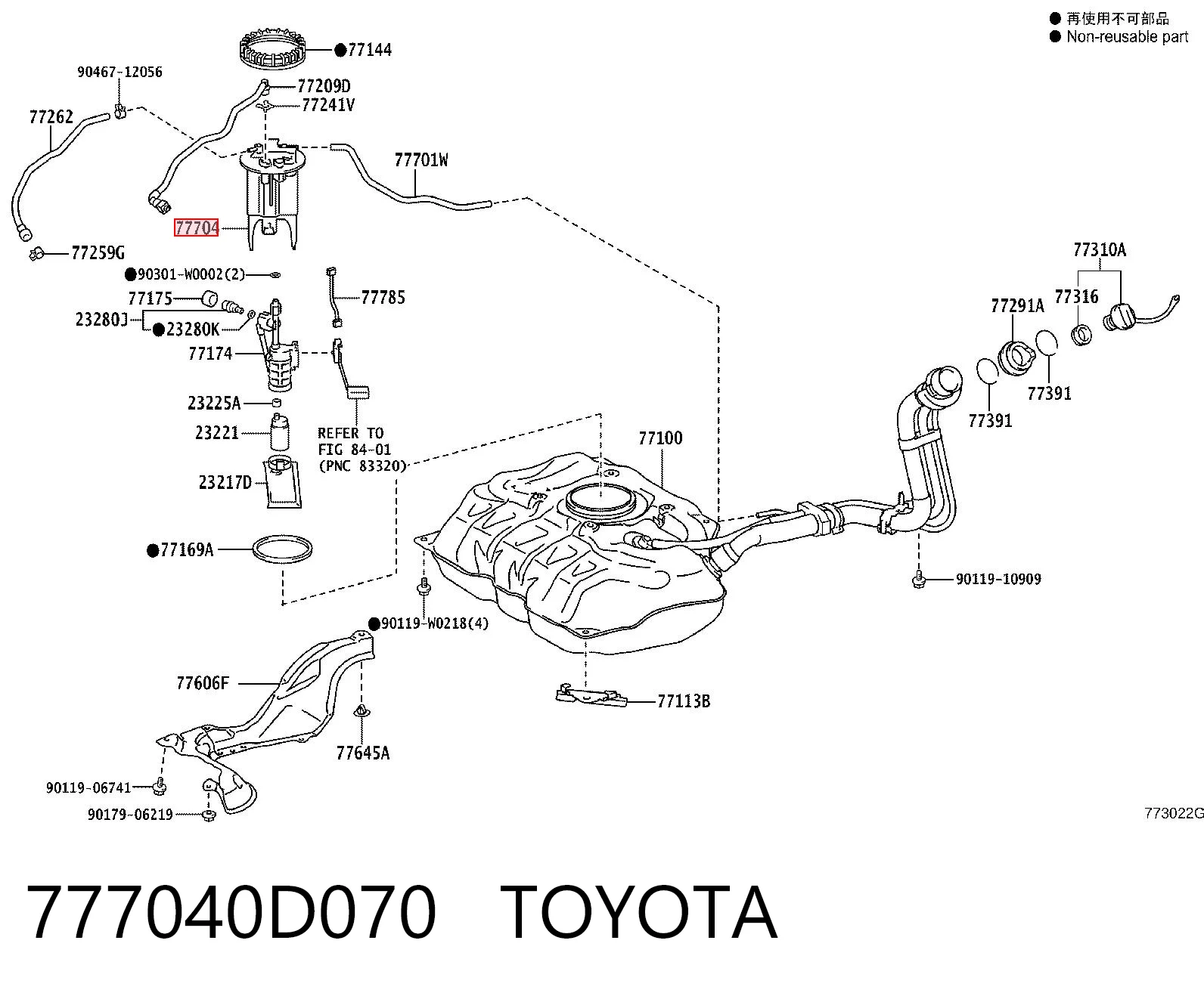 777040D070 Toyota Módulo de bomba de combustível com sensor do nível de combustível