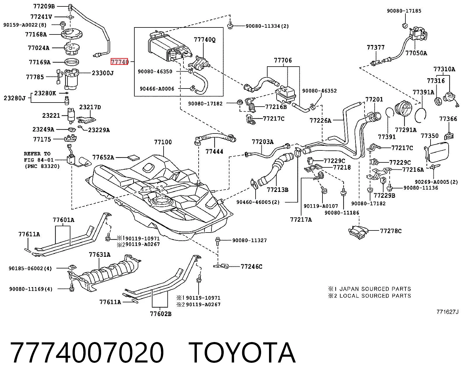 7774007020 Toyota Filtro de combustível