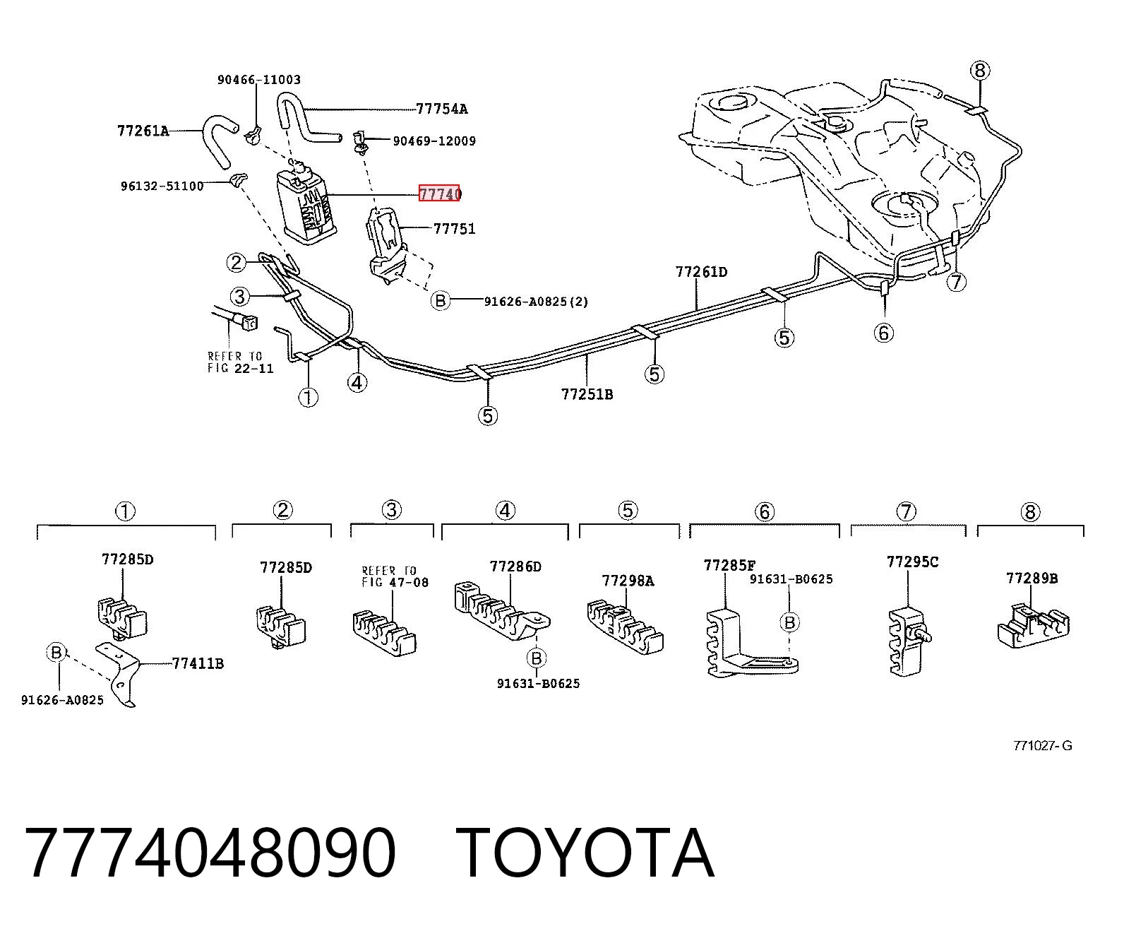 Adsorvedor dos vapores de combustível Toyota Camry  V30 ao melhor preço