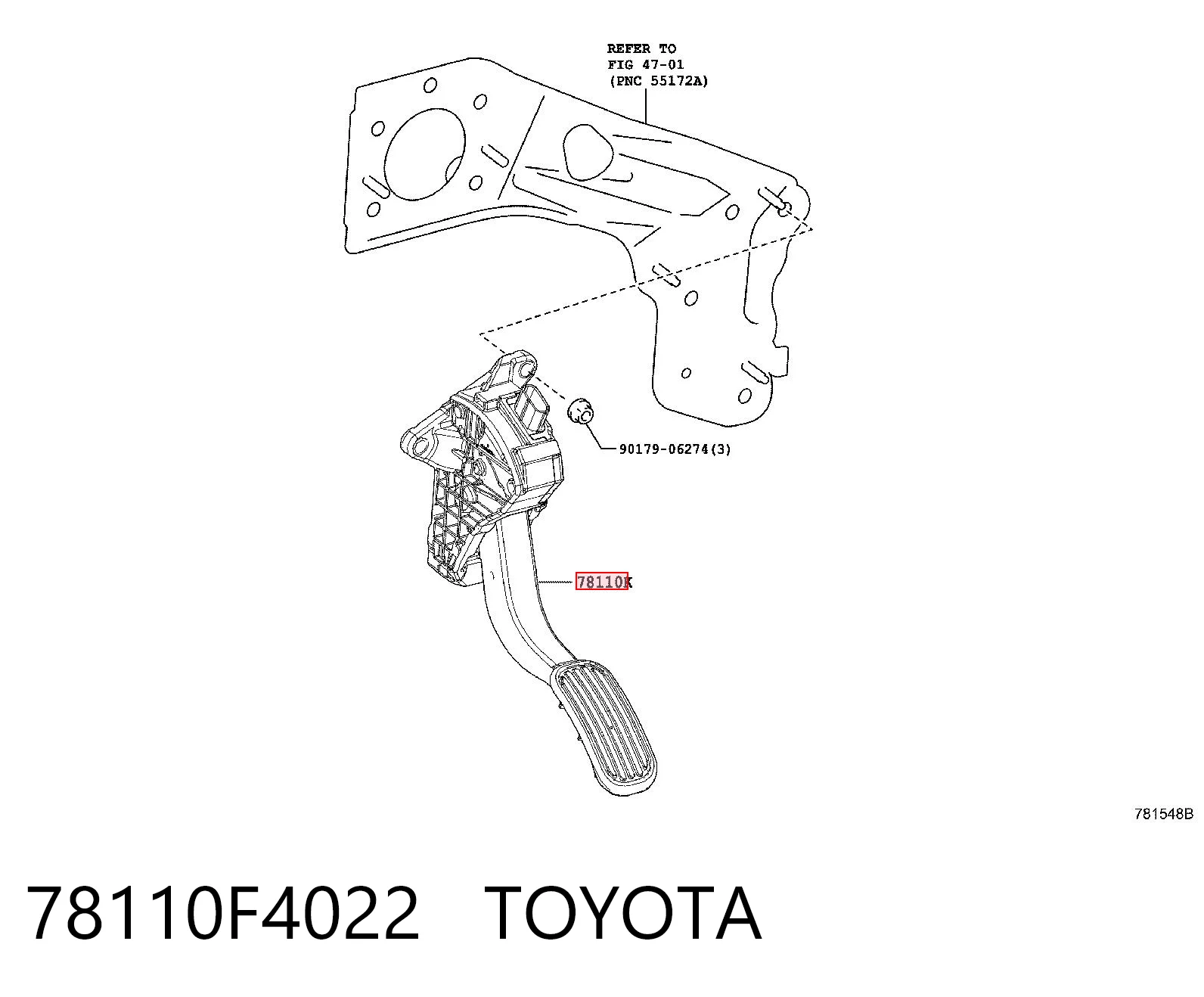 Pedal de gás (de acelerador) para Toyota C-HR  X10