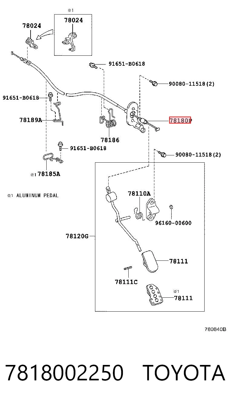Cabo/pedal de gás (de acelerador) Toyota Corolla  E12U ao melhor preço