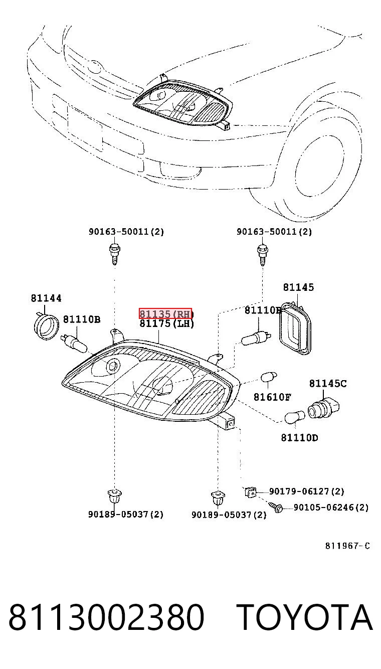 8113002380 Toyota Luz direita