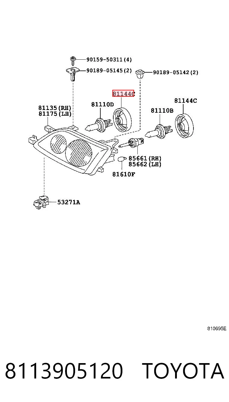 8113905120 Toyota Base (casquilho) de lâmpada da luz