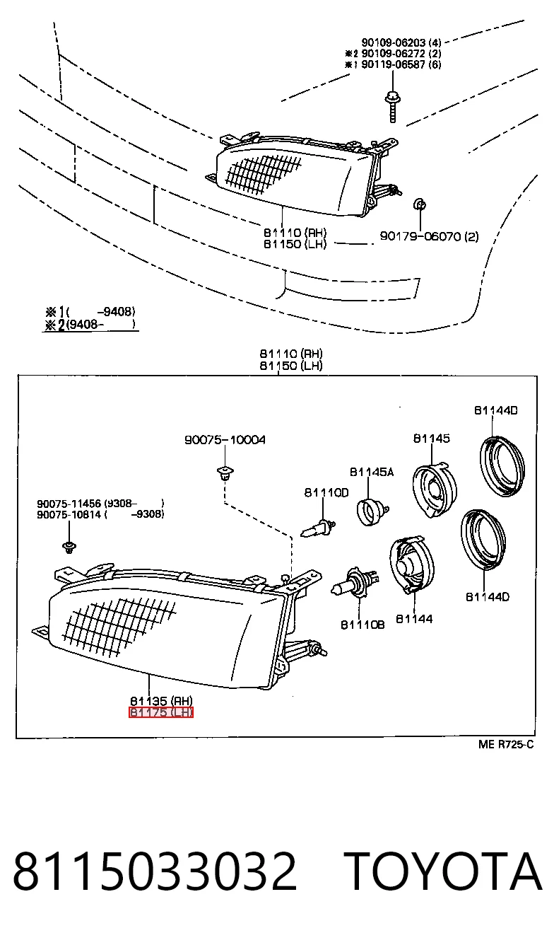 Luz esquerda para Toyota Camry III V10