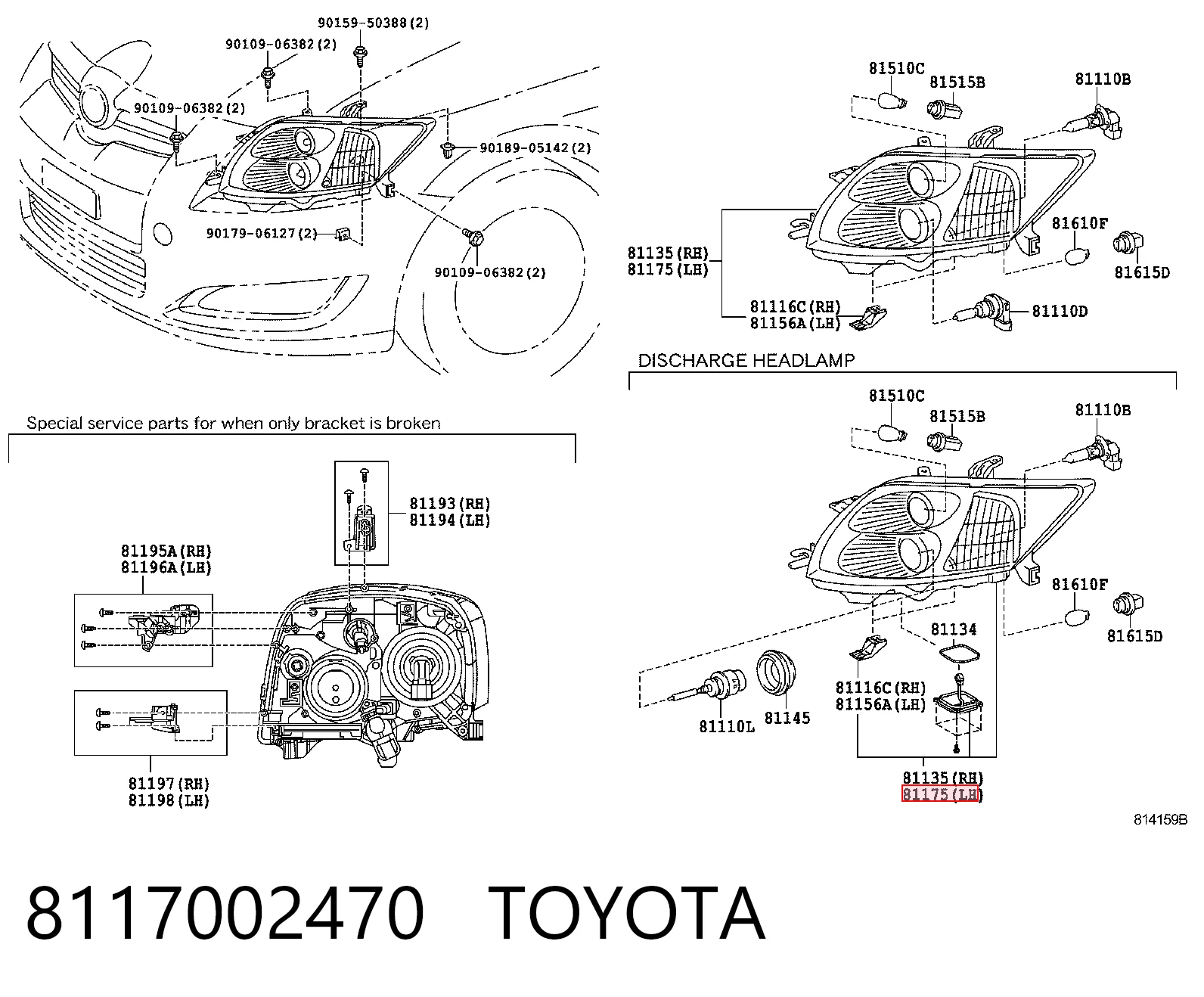 Luz esquerda para Toyota Auris UKP E15