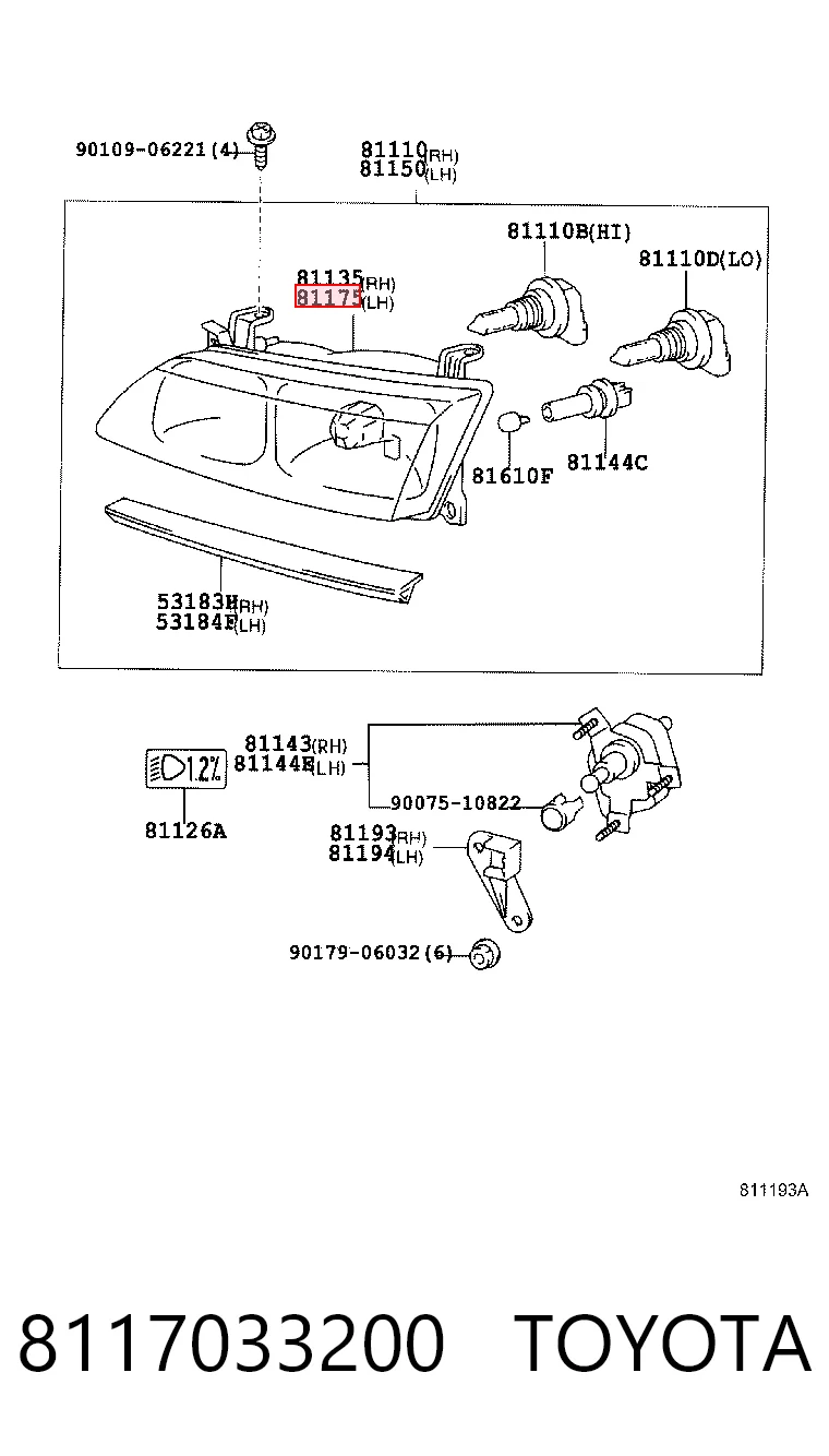  Luz esquerda Toyota Camry IV sedan (V20) (1996 - 2001) IV