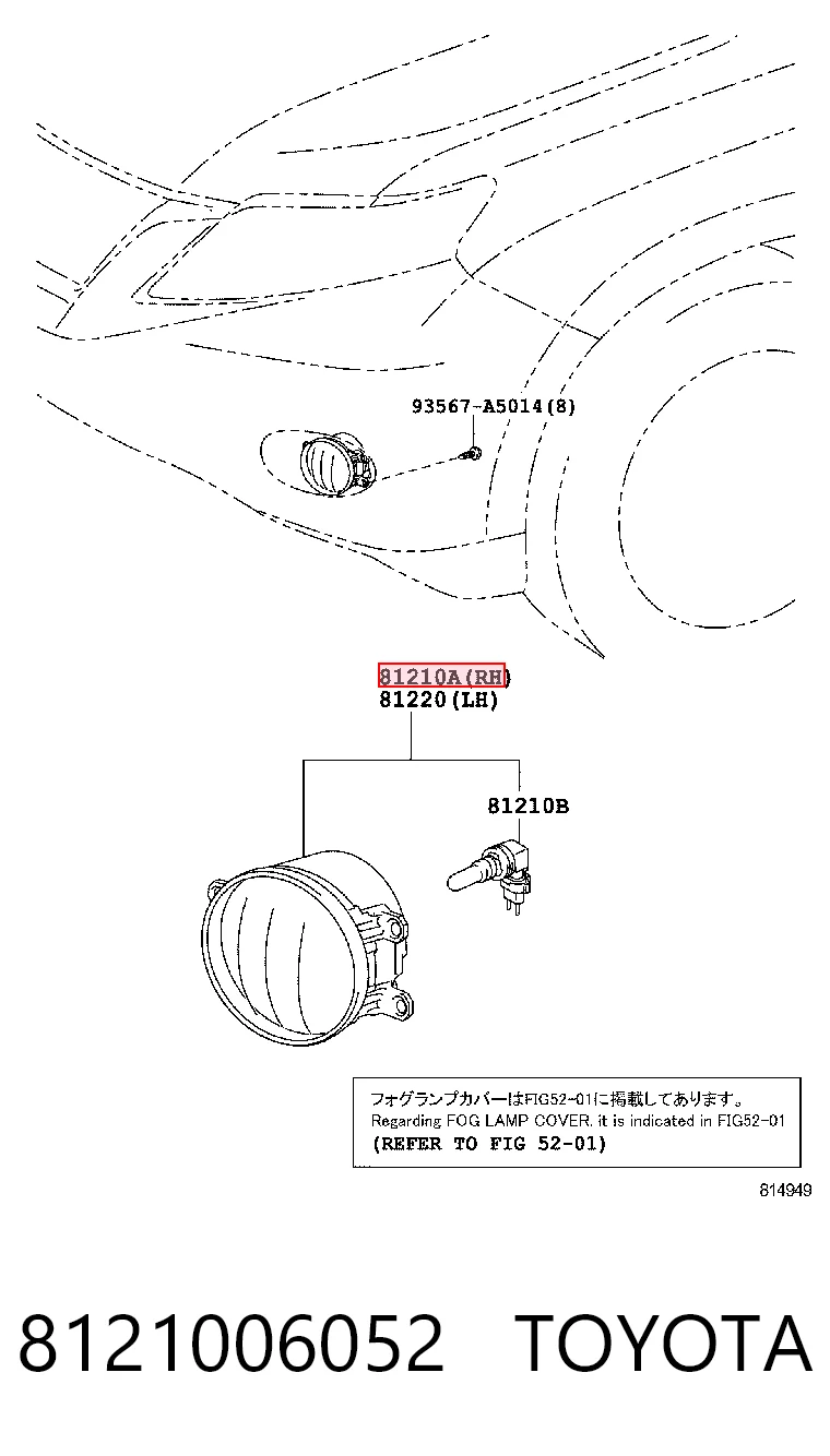 8121006052 Toyota Luzes de nevoeiro direitas