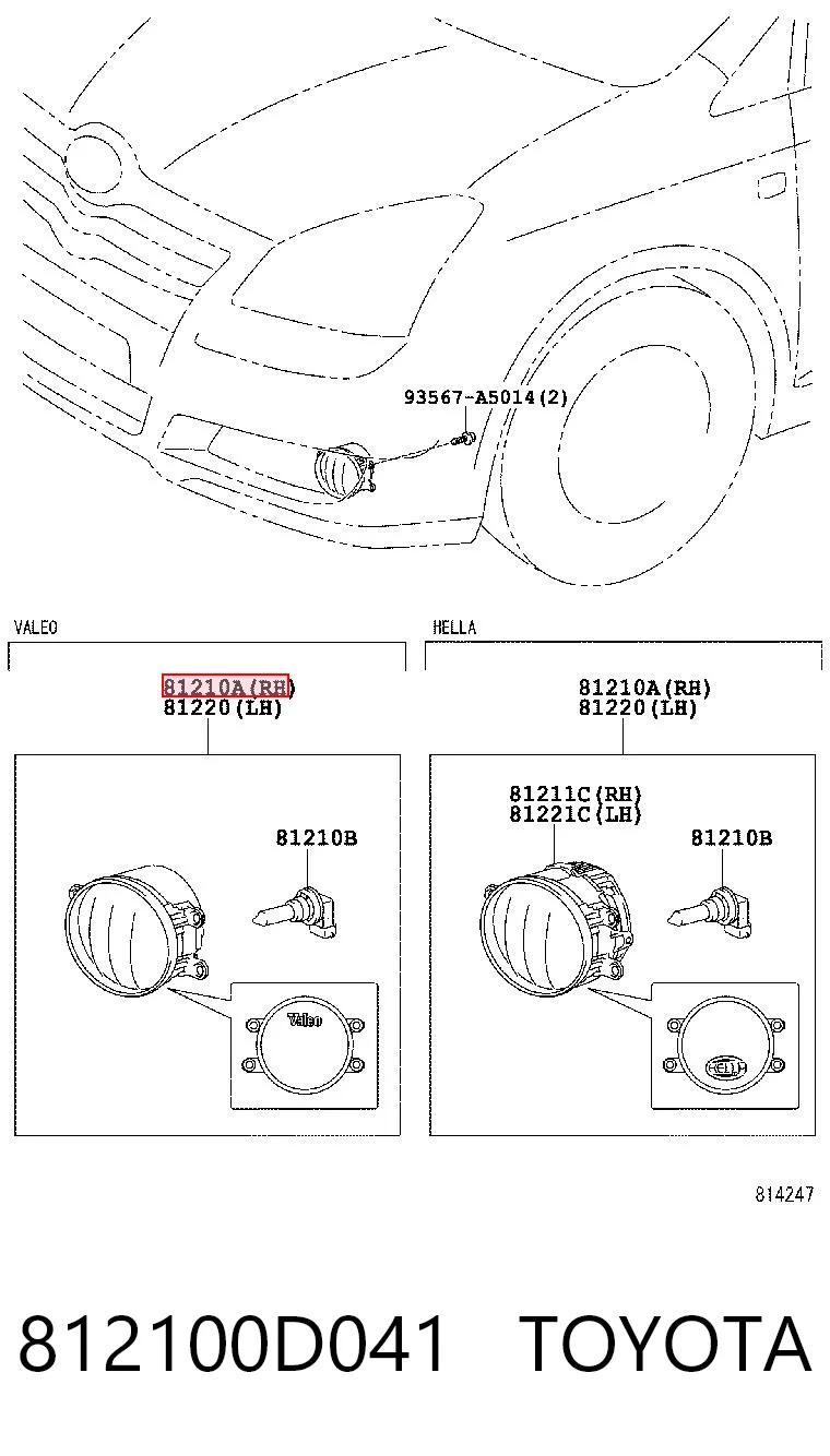 812100D041 Toyota Luzes de nevoeiro direitas