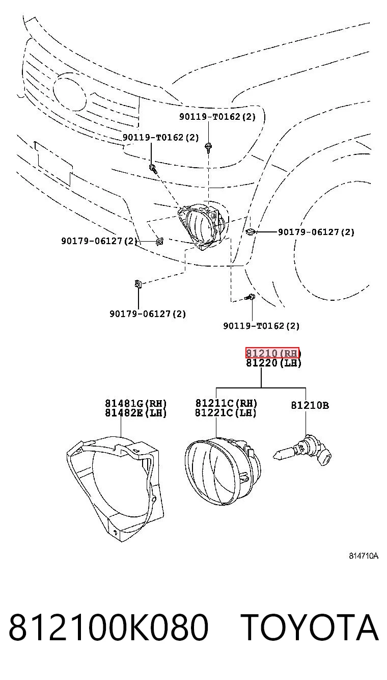 812100K080 Toyota Luzes de nevoeiro direitas