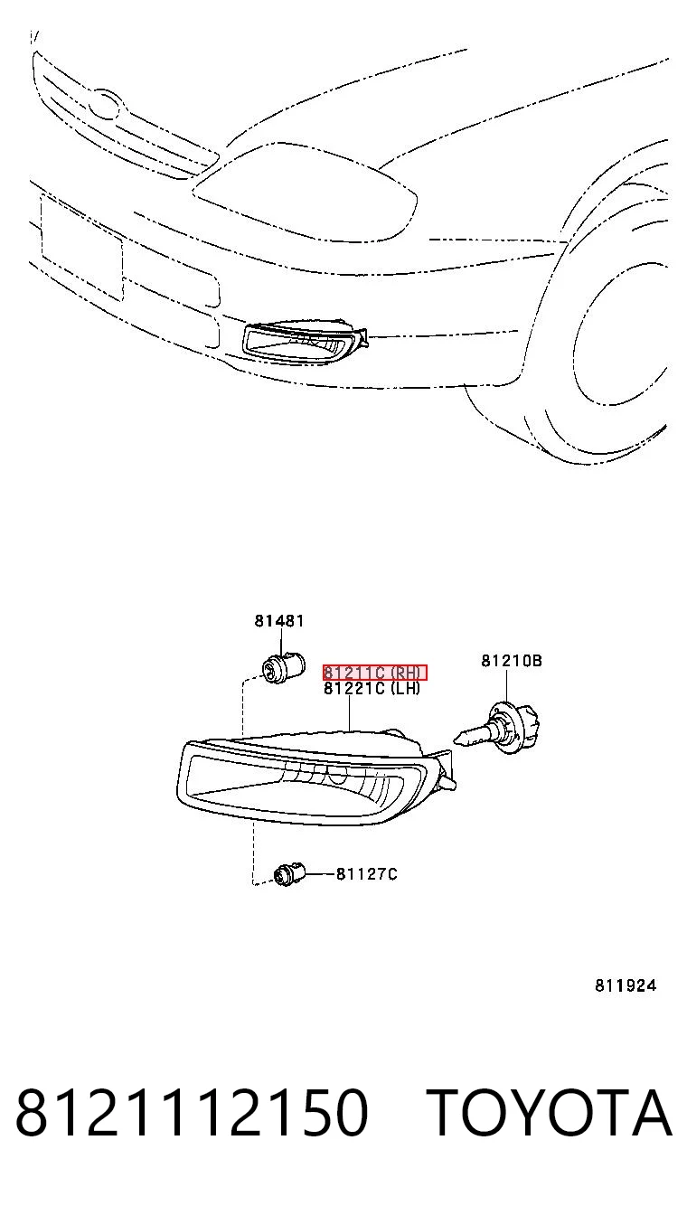 8121112150 Toyota Luzes de nevoeiro direitas