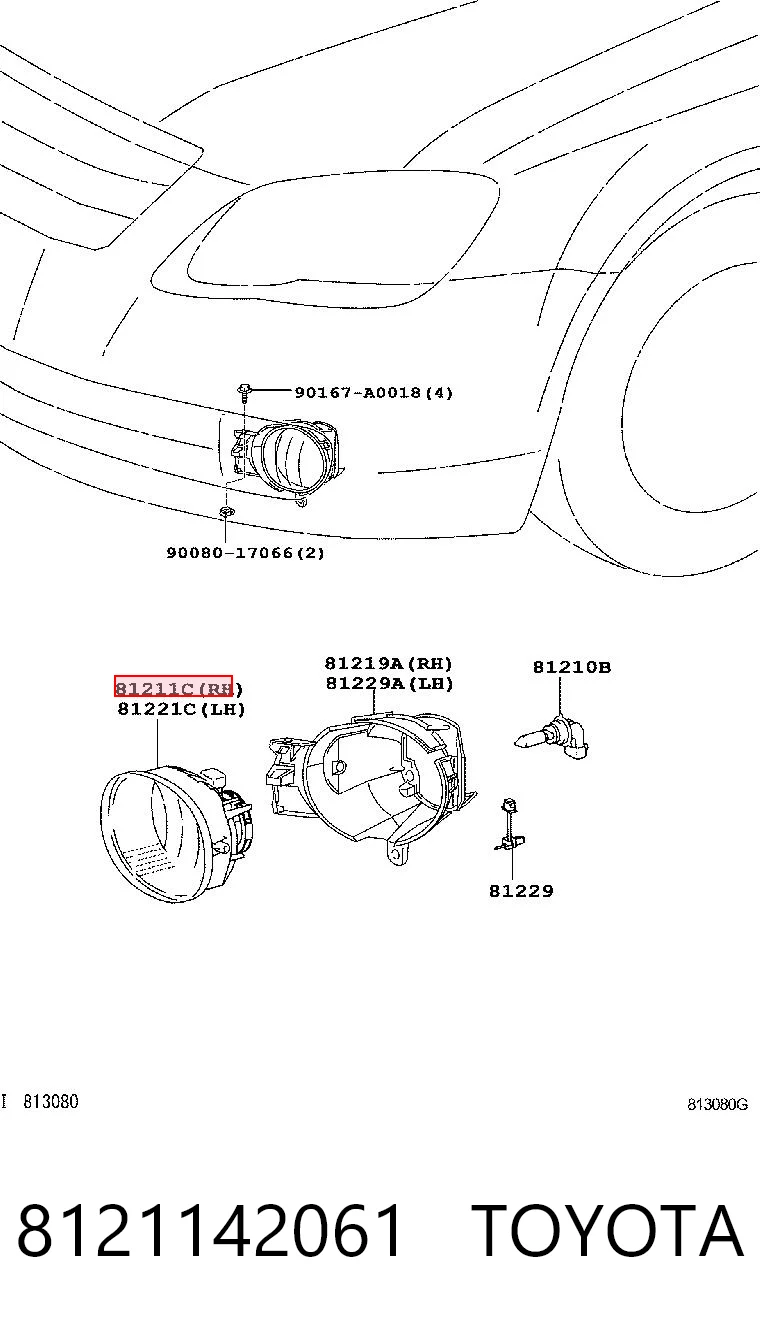 8121142061 Toyota Luzes de nevoeiro direitas
