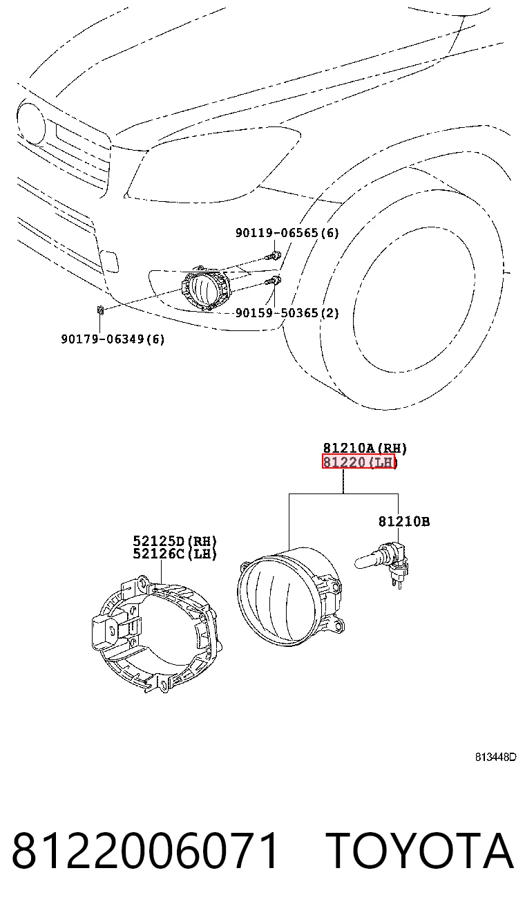 8122006071 Toyota Luzes de nevoeiro esquerdas