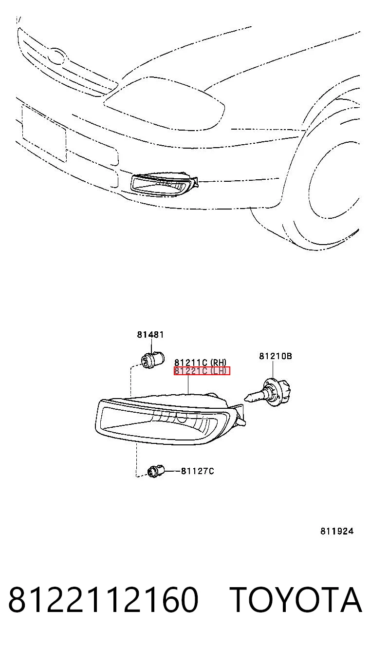 8122112160 Toyota Luzes de nevoeiro esquerdas