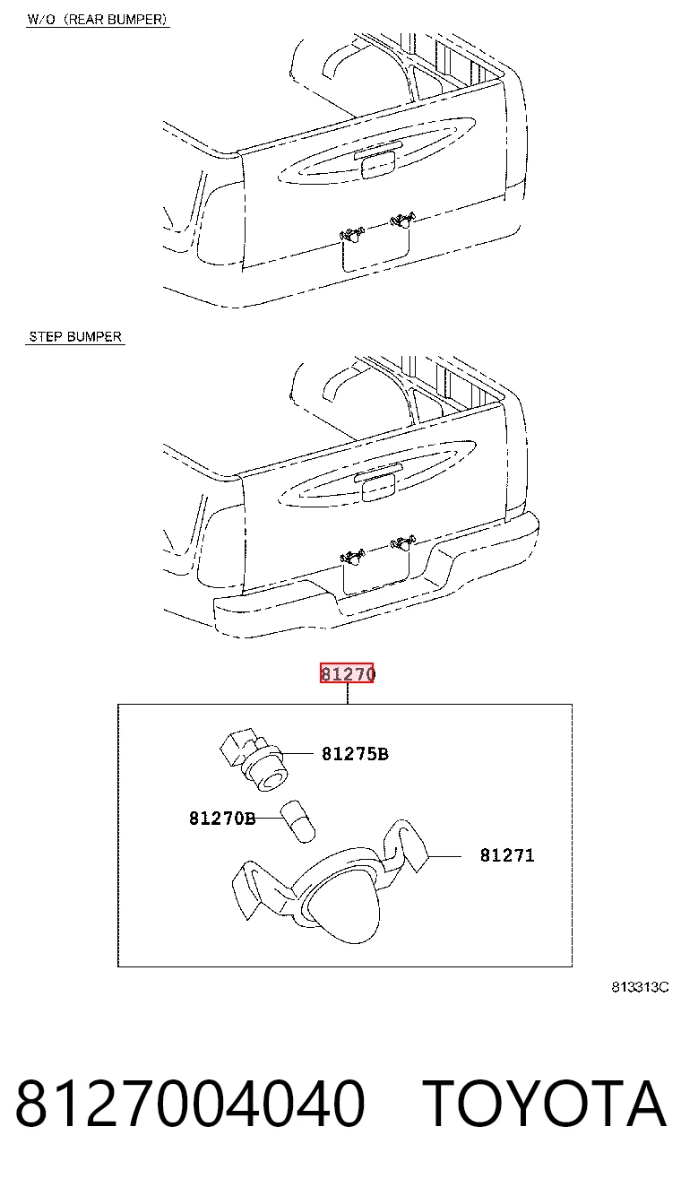 Lanterna da luz de fundo de matrícula traseira Toyota Hilux  KUN25 ao melhor preço