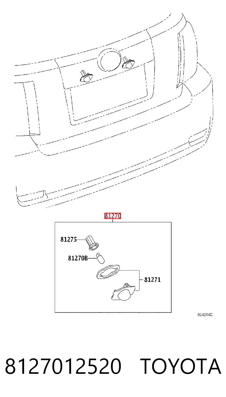 8127012520 Toyota Lanterna da luz de fundo de matrícula traseira