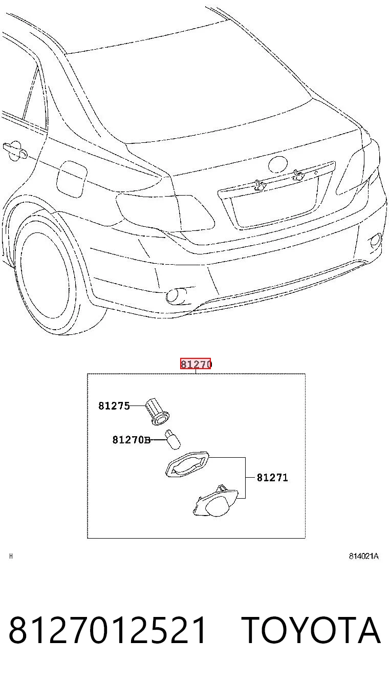 8127012521 Toyota Lanterna da luz de fundo de matrícula traseira