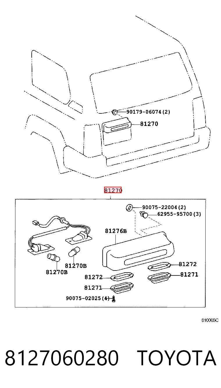 8127060280 Toyota Lanterna da luz de fundo de matrícula traseira