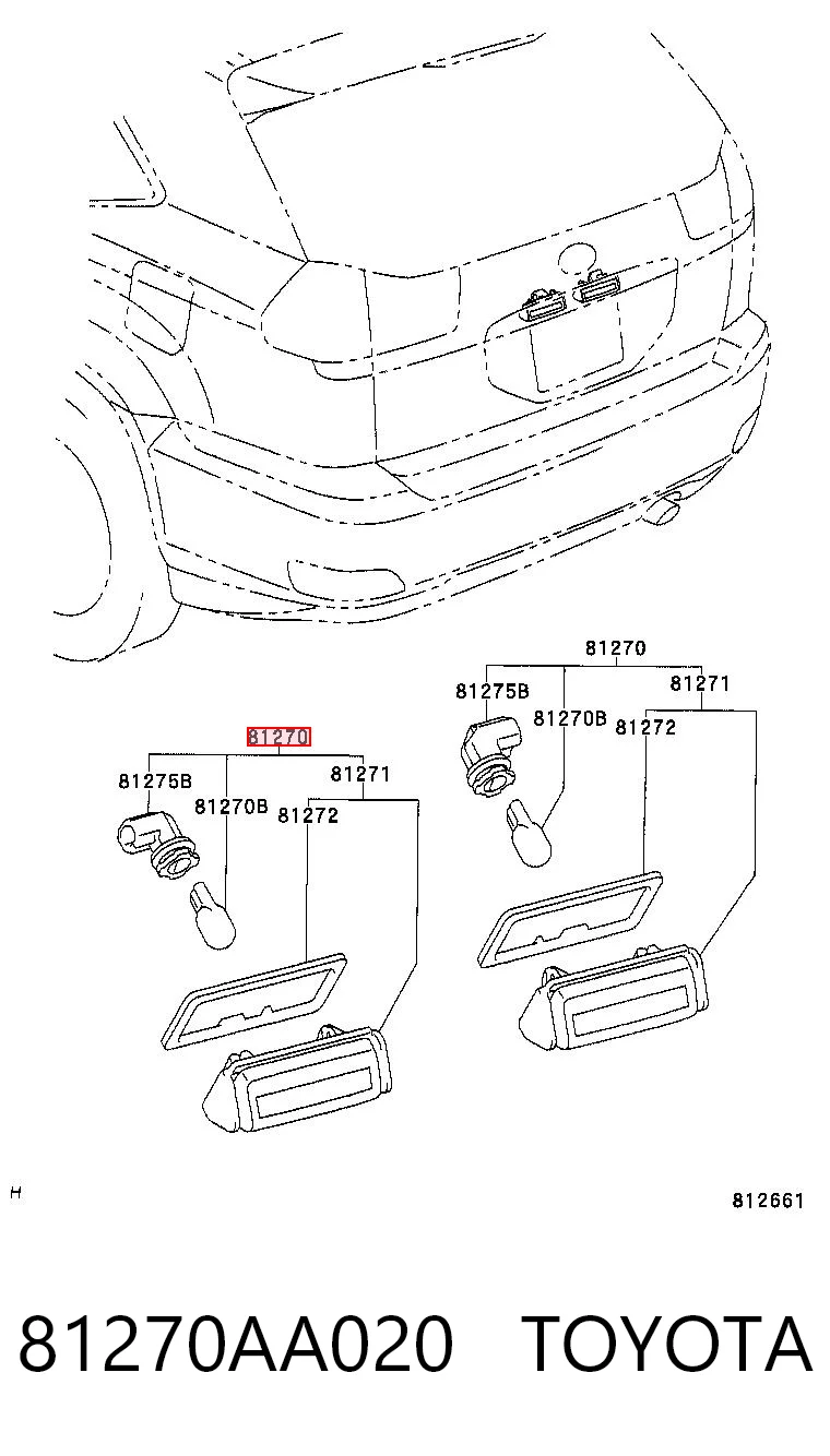 Lanterna da luz de fundo de matrícula traseira para Toyota Camry V V30