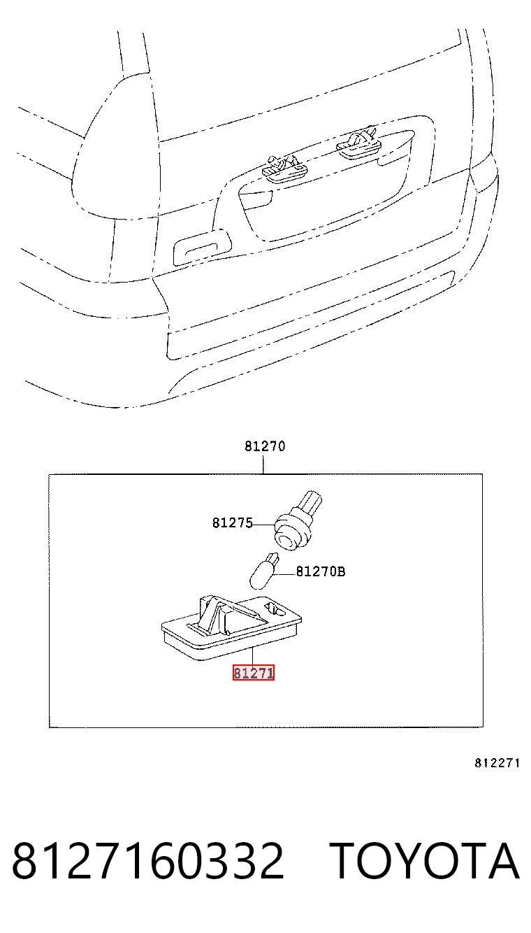  Lanterna da luz de fundo de matrícula traseira Toyota Land Cruiser SUV (J200) (2007 - 2021) 