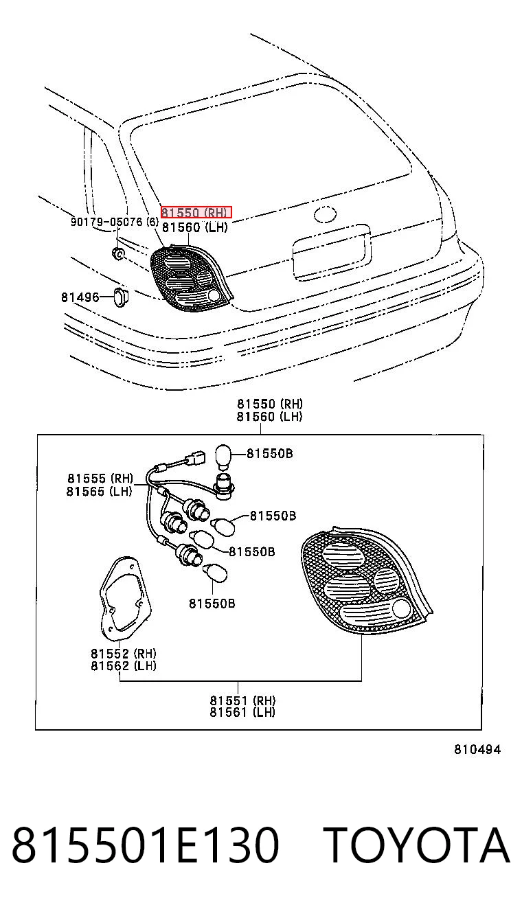 Lanterna traseira direita para Toyota Corolla  E11