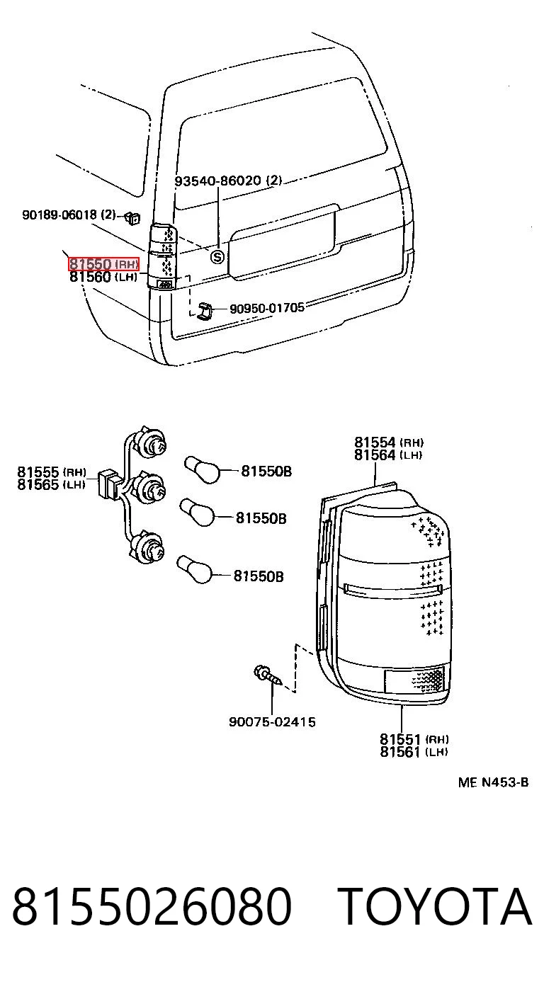 Lanterna traseira direita para Toyota Hiace III H10